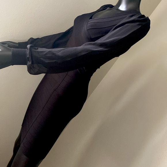 BEBE Elegant Black Long Sleeve Dress - Picture 5 of 12